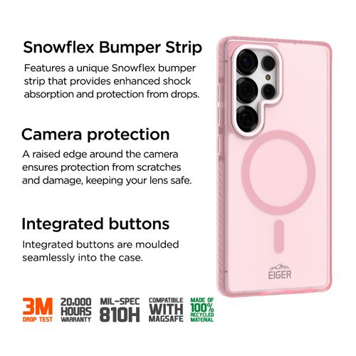 Samsung Galaxy S25 Ultra Blizzard Case GRS Schutzhülle aus Recycelten Materialien MagSafe-Modul (EGCA00843) - Pink