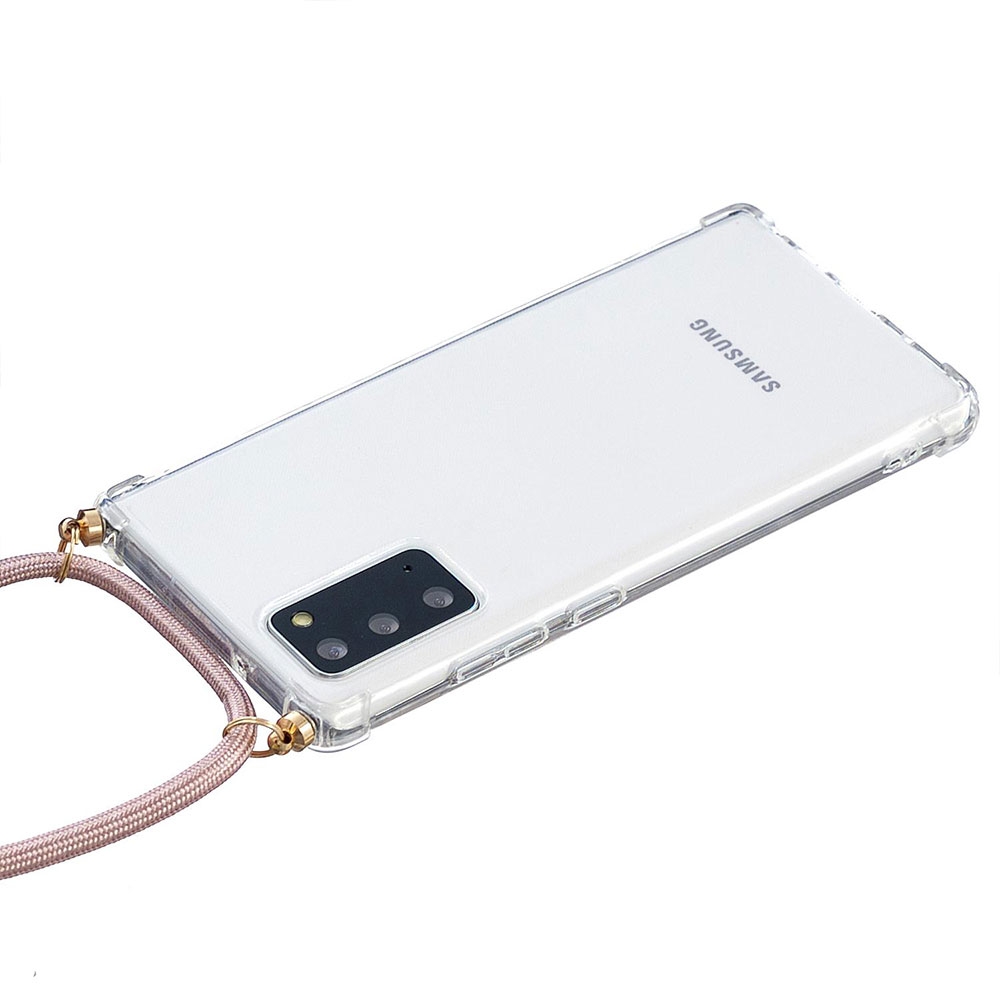 Samsung Galaxy Note 20 / 20 5G Necklace Gummi Hülle Air Cushion Fallschutz   Handykette (150cm) - Roségold / Gold