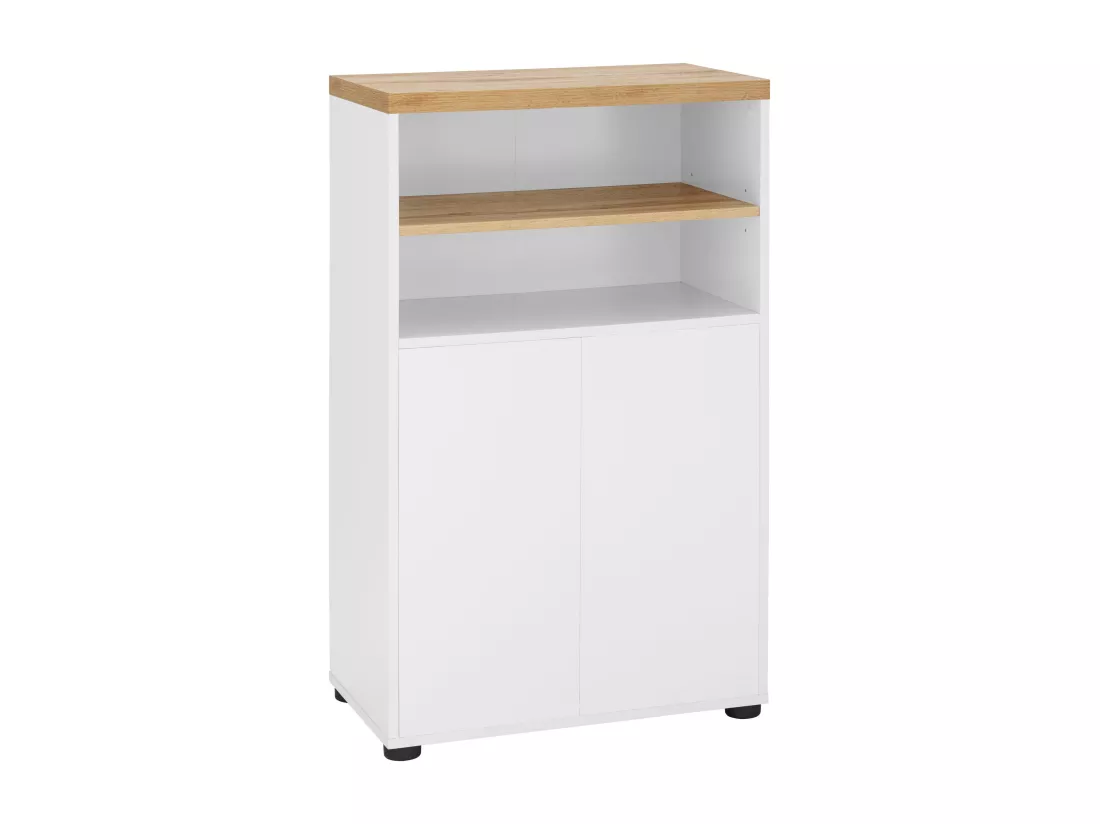 Thessa | Armoire avec 2 portes et 1 étagère en MDF blanc et chêne