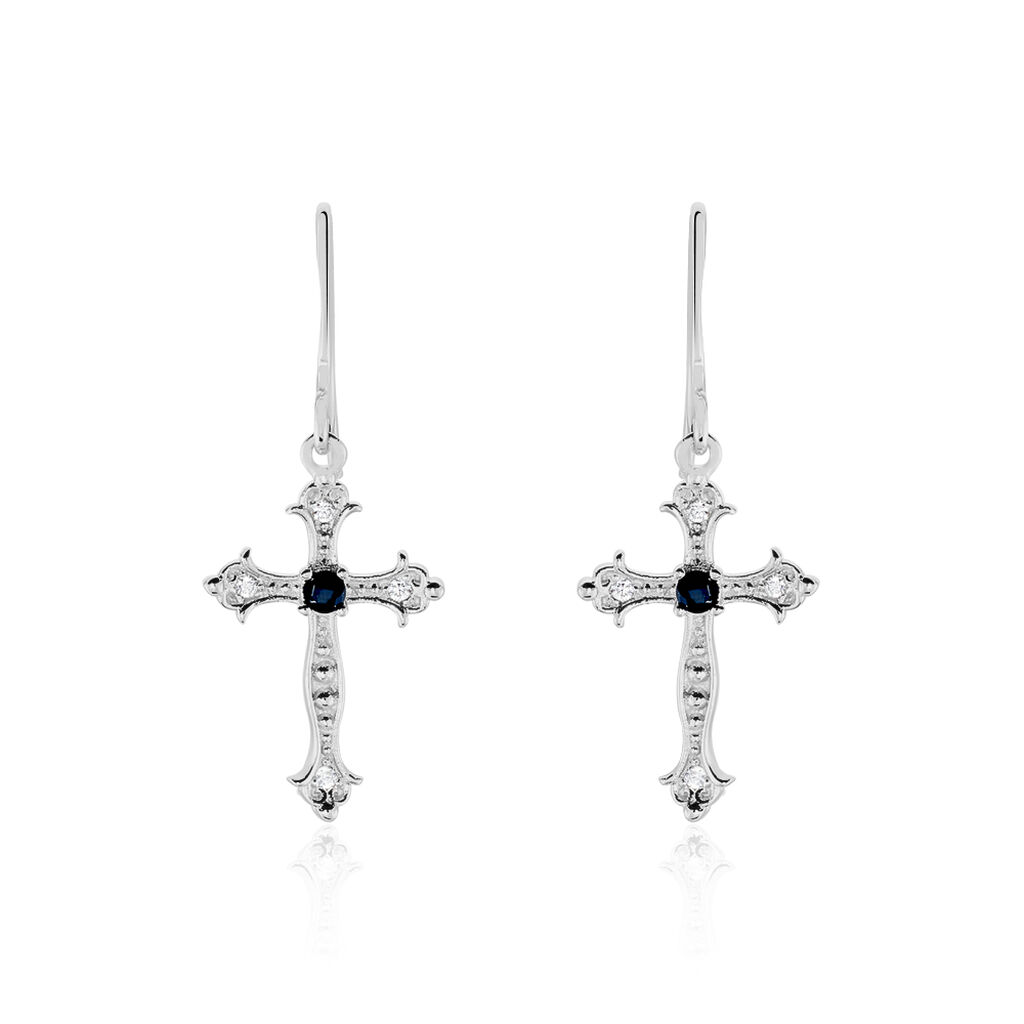 Boucles D'oreilles Pendantes Argent Blanc Florian Oxydes De Zirconium