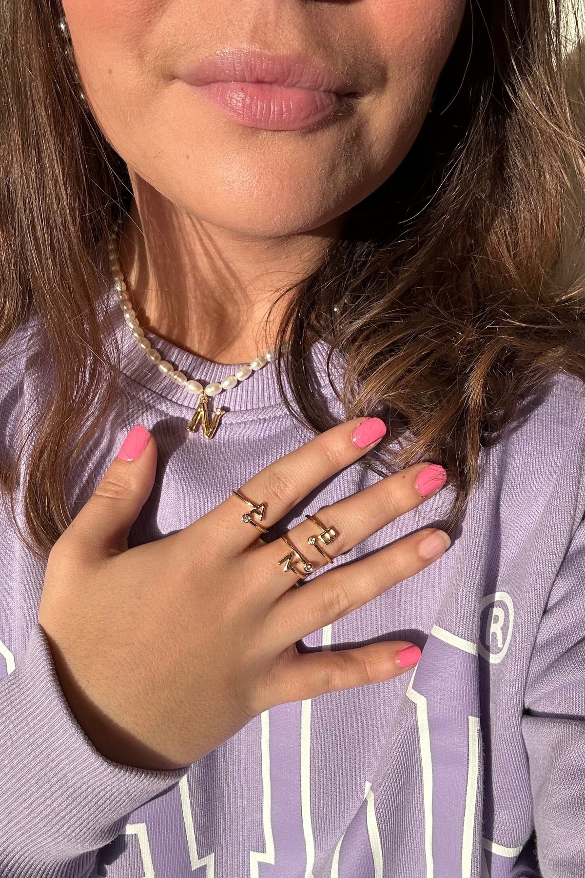 Mellow Moon Letter Stone Ring