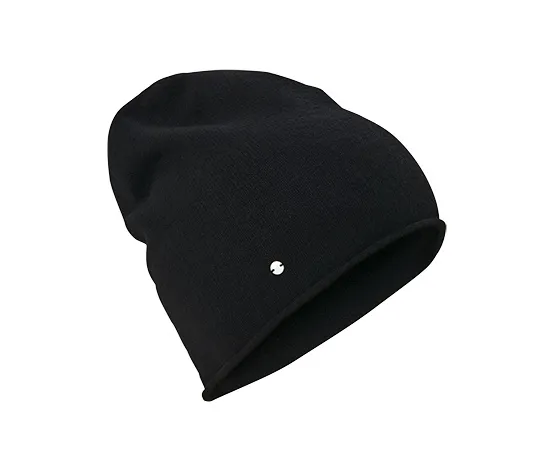 Feinstrick-Beanie, schwarz
