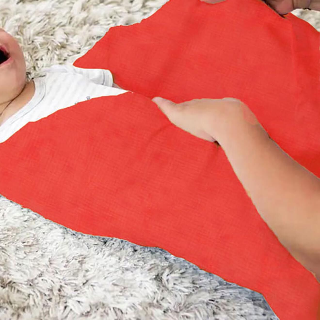 Papate Maxi Lange en Coton Bio fraise - 100x100 cm