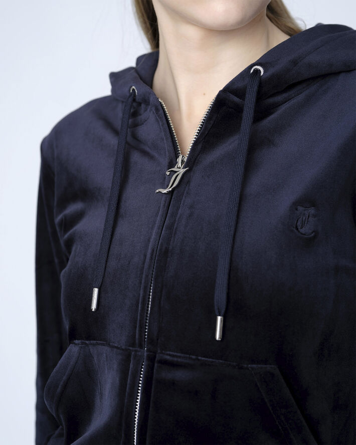 Juicy Couture Robertson Classic Velour Zip Trough Hoodie Night sky