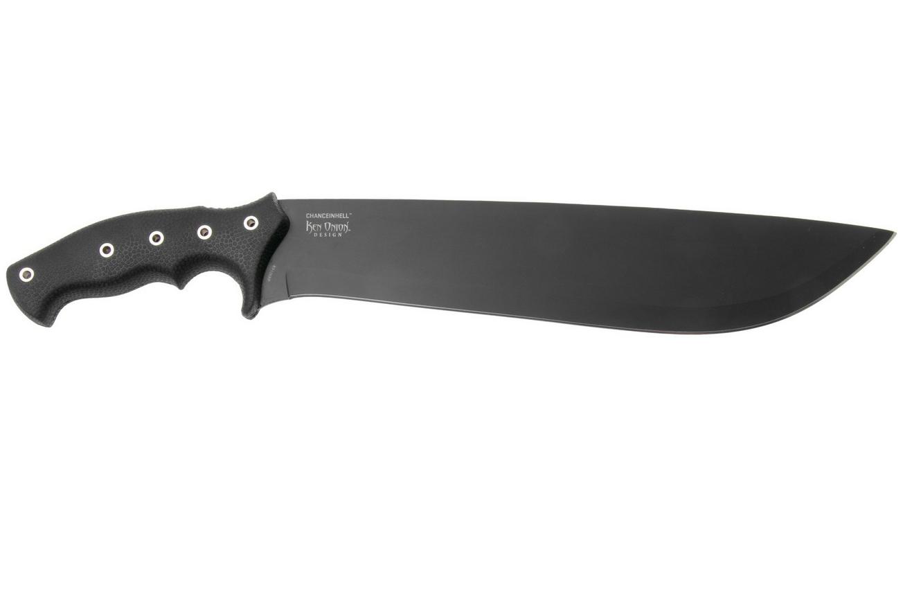 CRKT Chanceinhell K910KKP, Black Powdered 65Mn Carbon Steel, Black GRN Machete, Ken Onion design