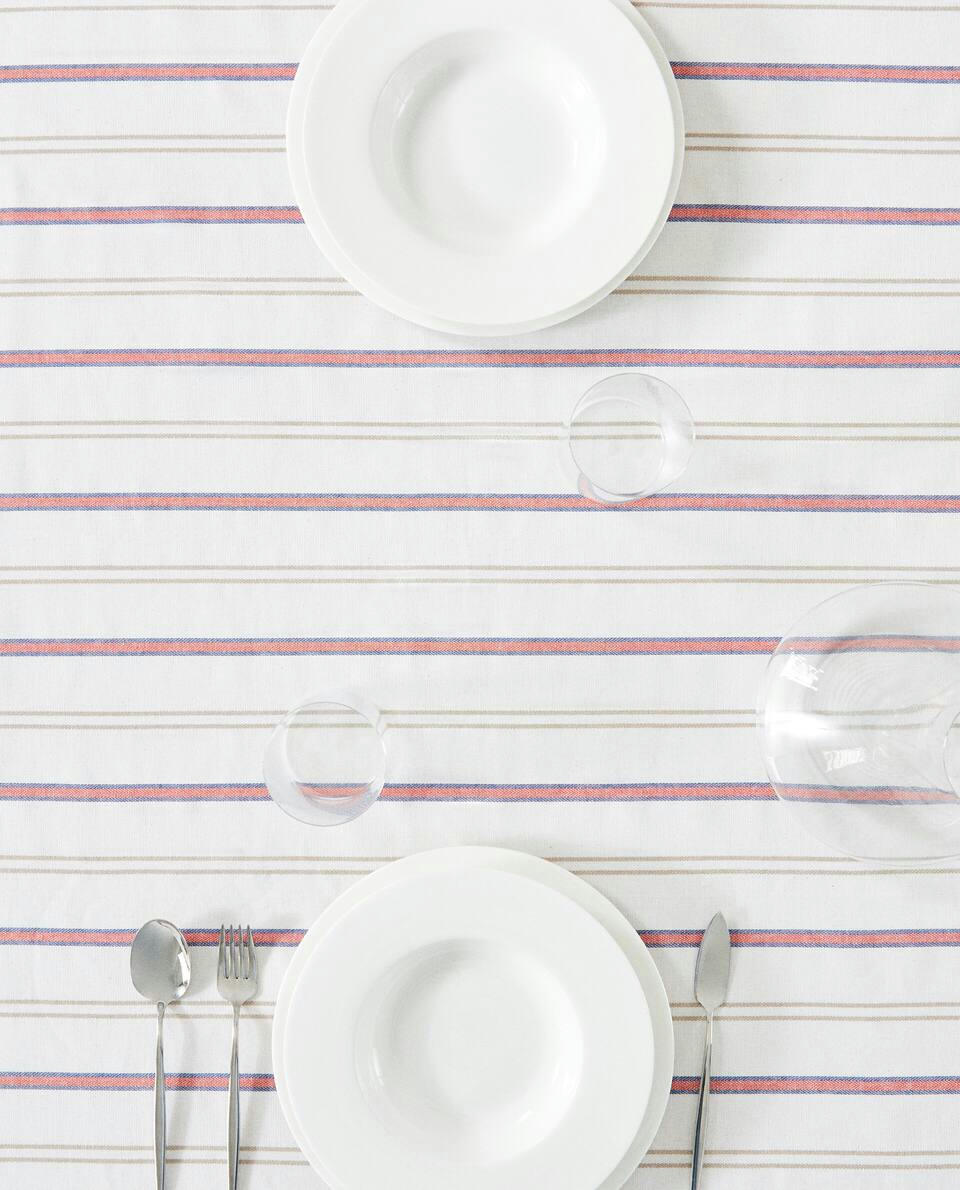 TOALHA DE MESA DE ALGODÃO COM FIOS TINGIDOS