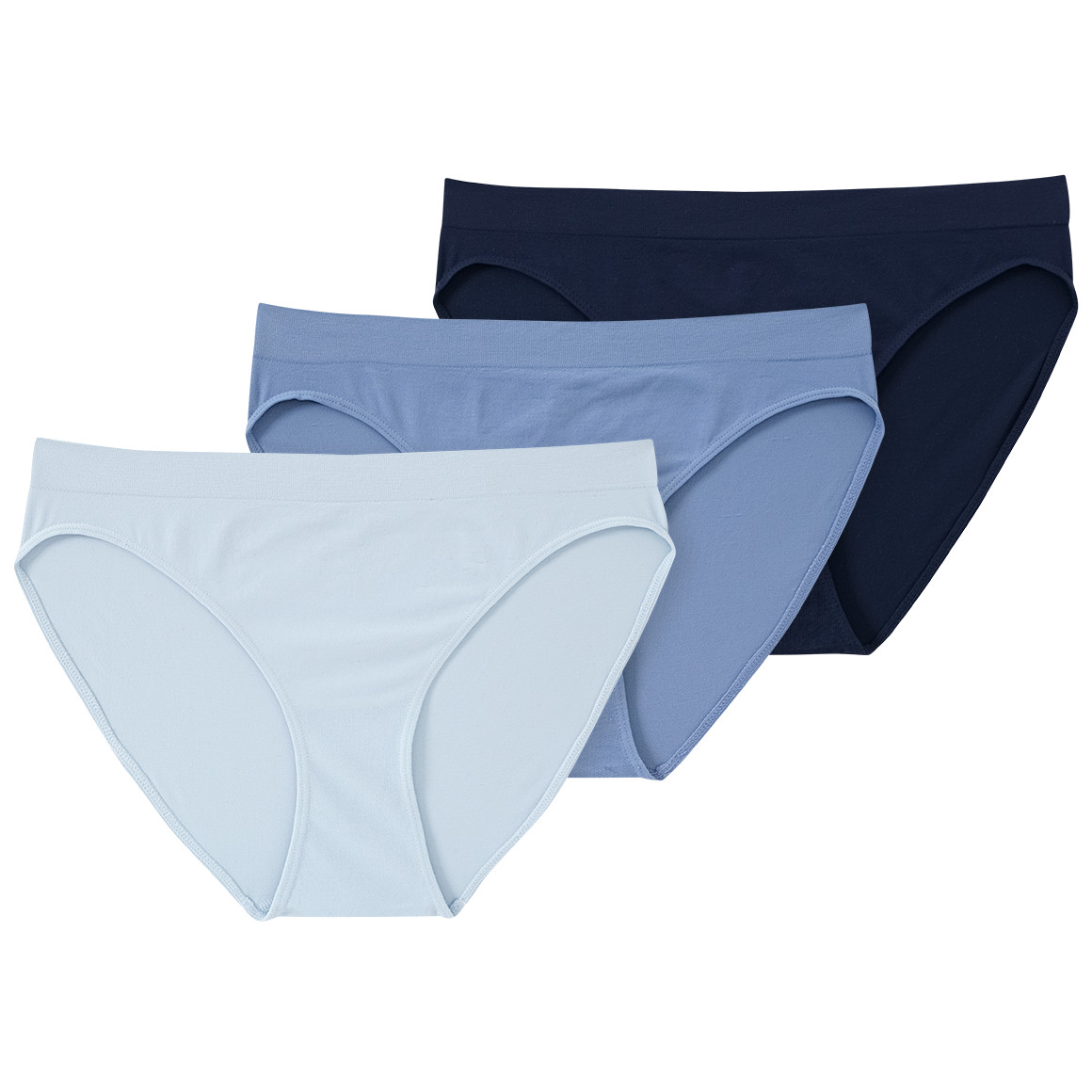 Gina Benotti 3 Damen Slips in Seamless-Qualität hellblau / dunkelblau / blau