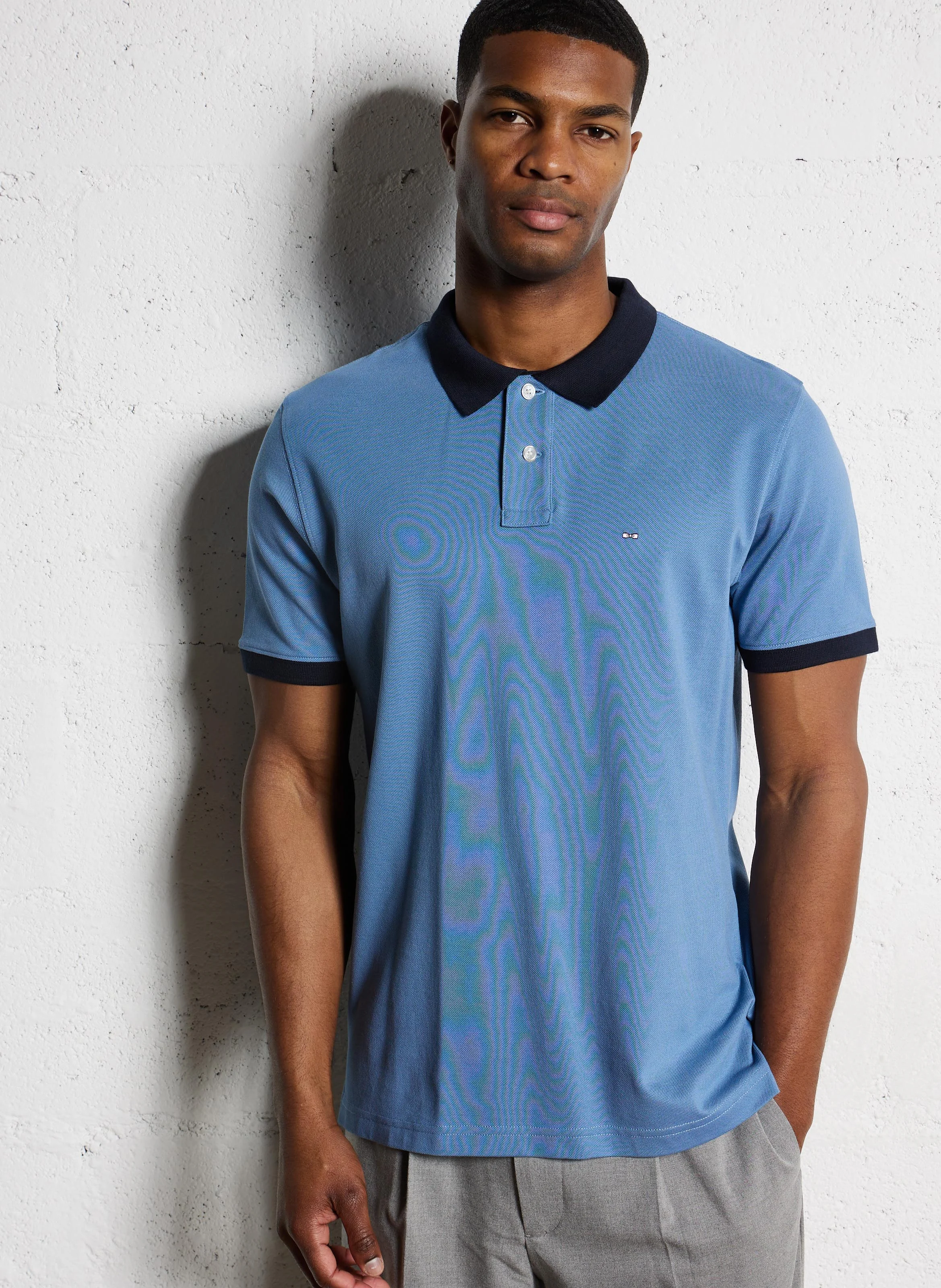 Polo droit en coton | Bleu