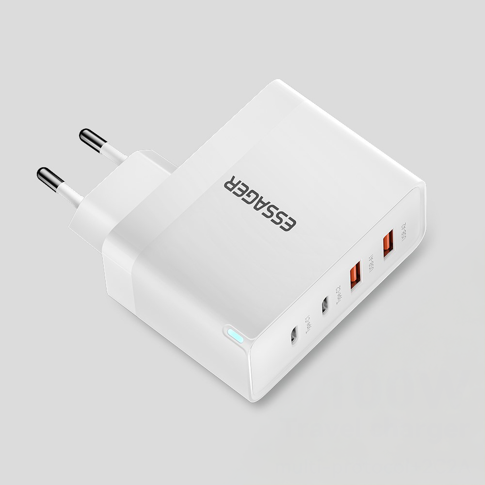 (100W) 2x USB A / 2x USB C GaN Ladegerät Netzteil Power Delivery / Quick Charge - Weiss