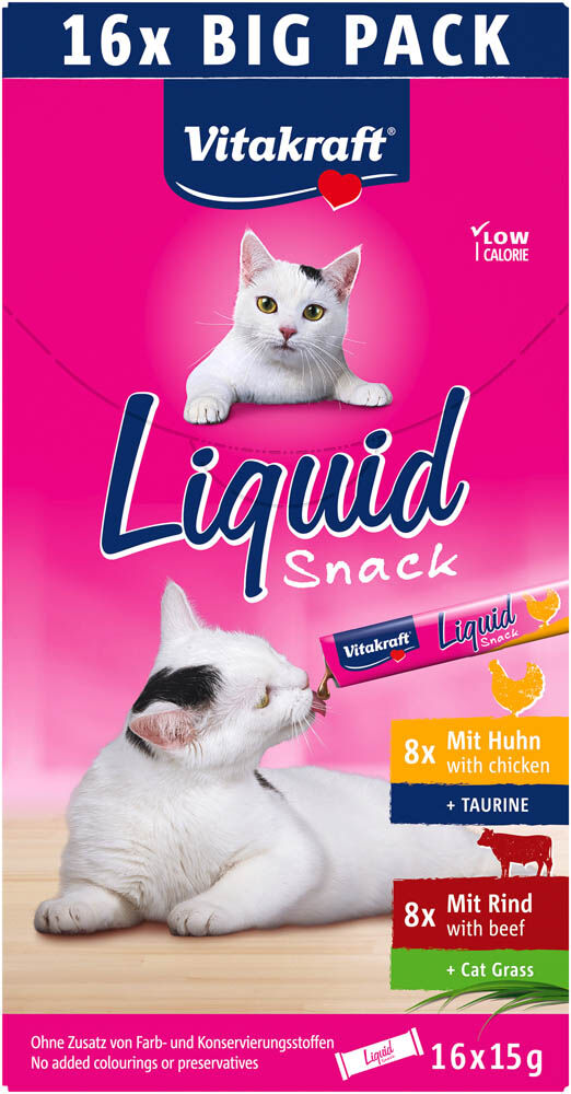 Vitakraft Liquid Snack Multipack - Kattensnack - 16x15 gram - 85 Gram - kip, rund
