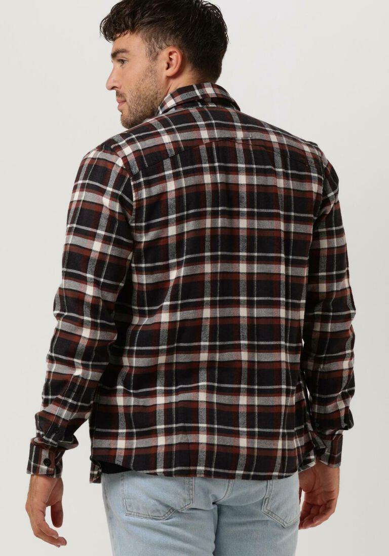 CAST IRON bruine cast iron casual overhemd long sleeve shirt brushed yarn dyed check