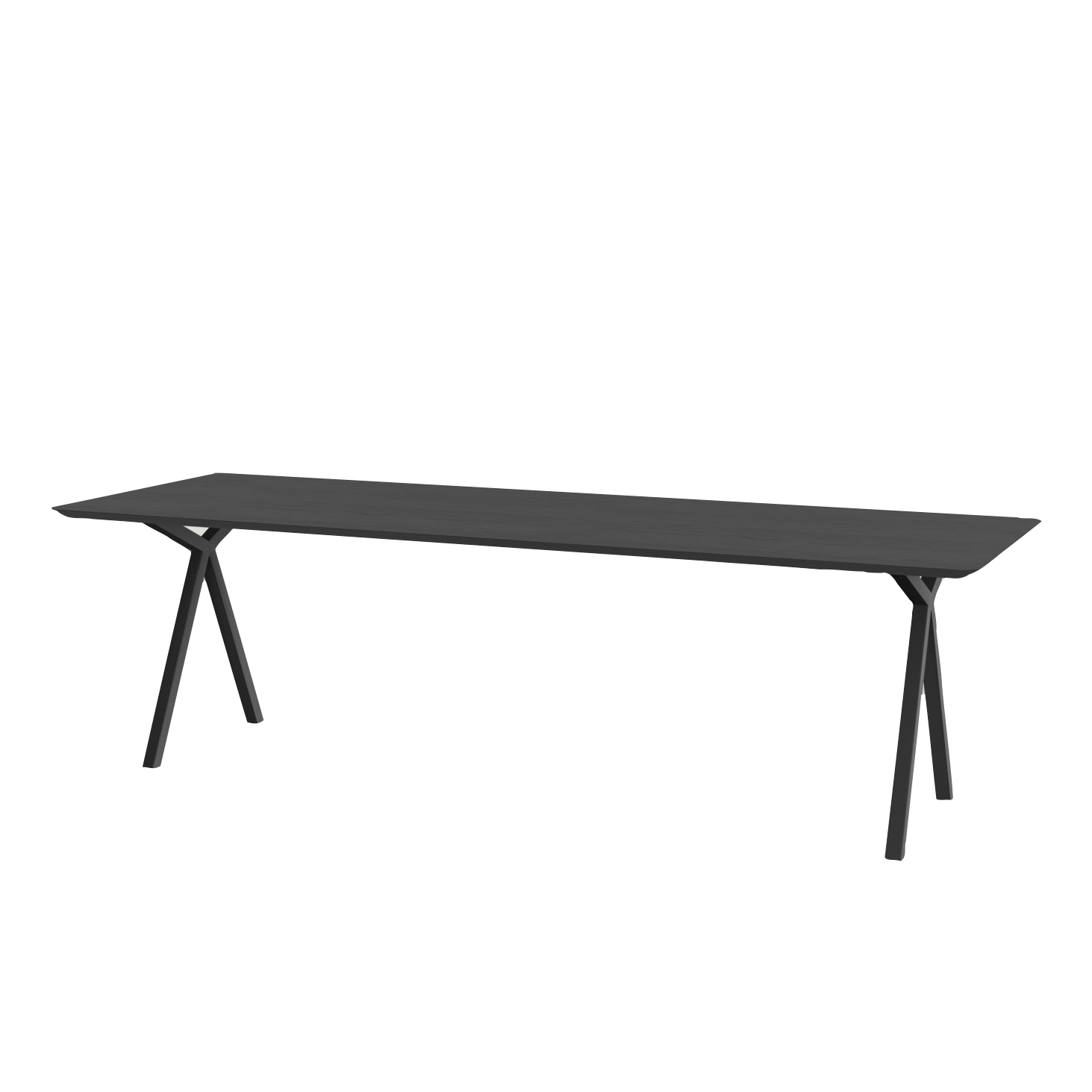 Studio HENK tafel Slim X-type Rechthoekig - zwart frame, zwarte beits 180 x 90 | Zwarte Beits | Verjongde Rand | Frame Zwart