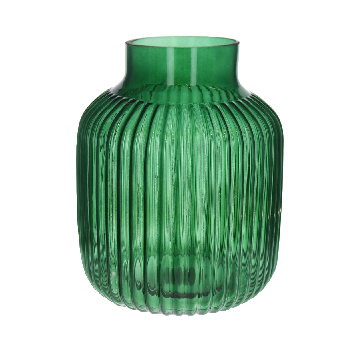 Grand vase en verre strié vert Atelier jasmin