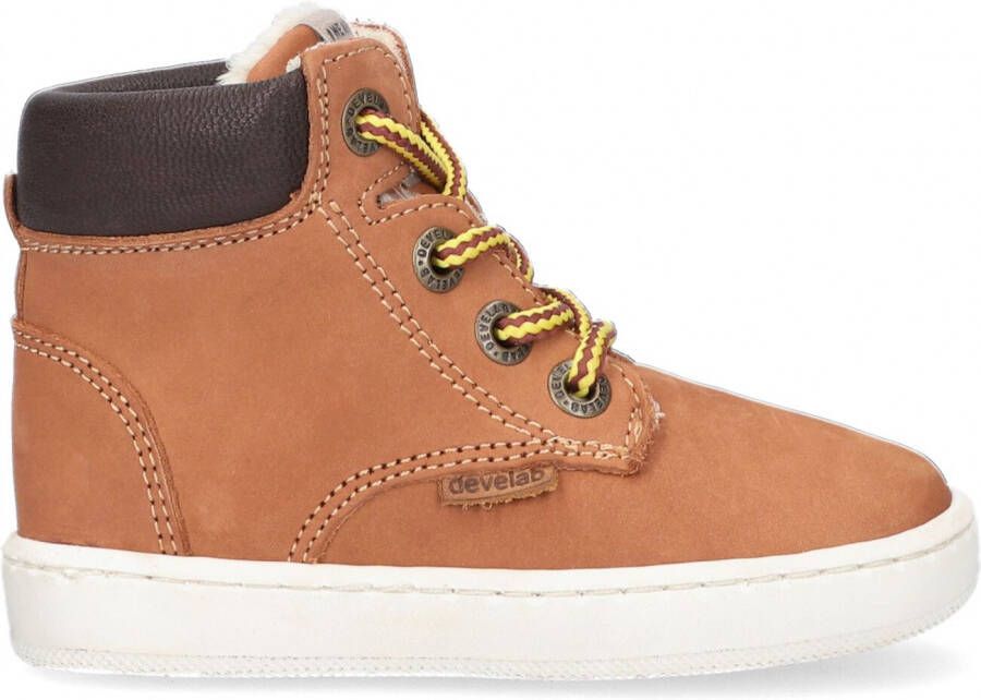 Develab 41855 nubuck veterboots cognac Bruin Jongens Leer Effen 25