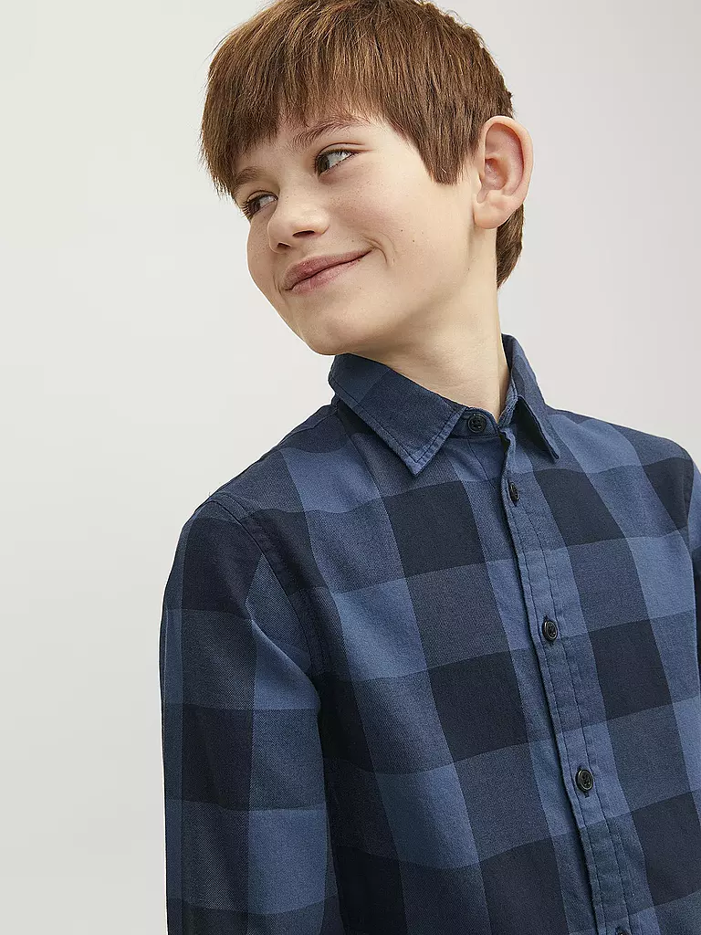 JACK & JONES Jungen Hemd JJEGINGHAM blau