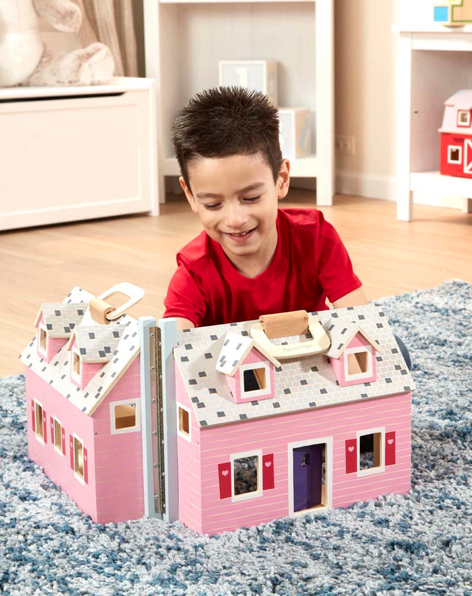 Puppenhaus FOLD & GO mit Zubehör in rosa