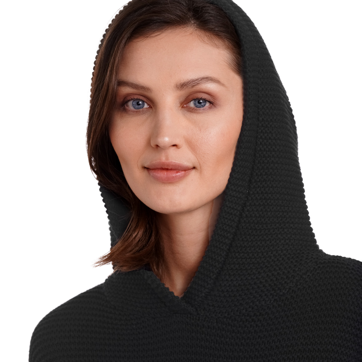 Gina Benotti Damen Strickpullover mit Kapuze schwarz