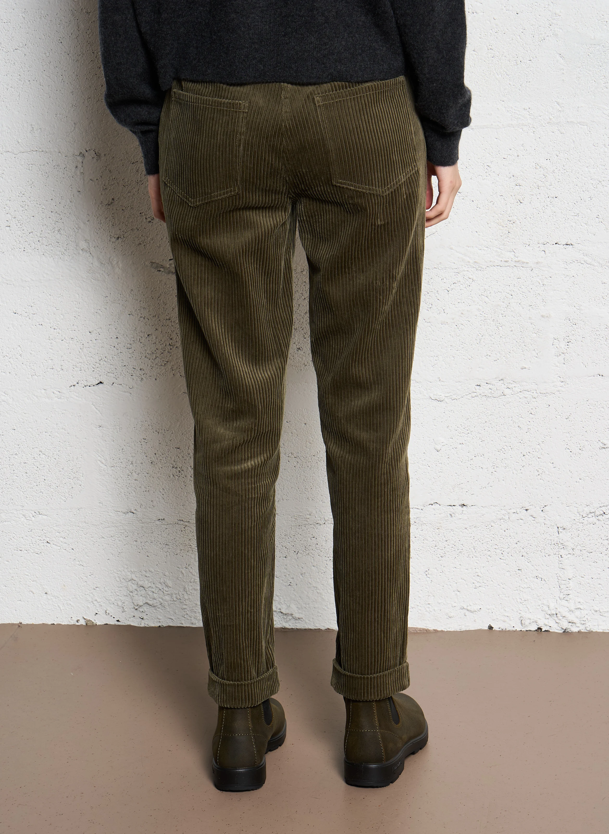 CASEYL - Pantalon droit en velours en côtelé| Kaki