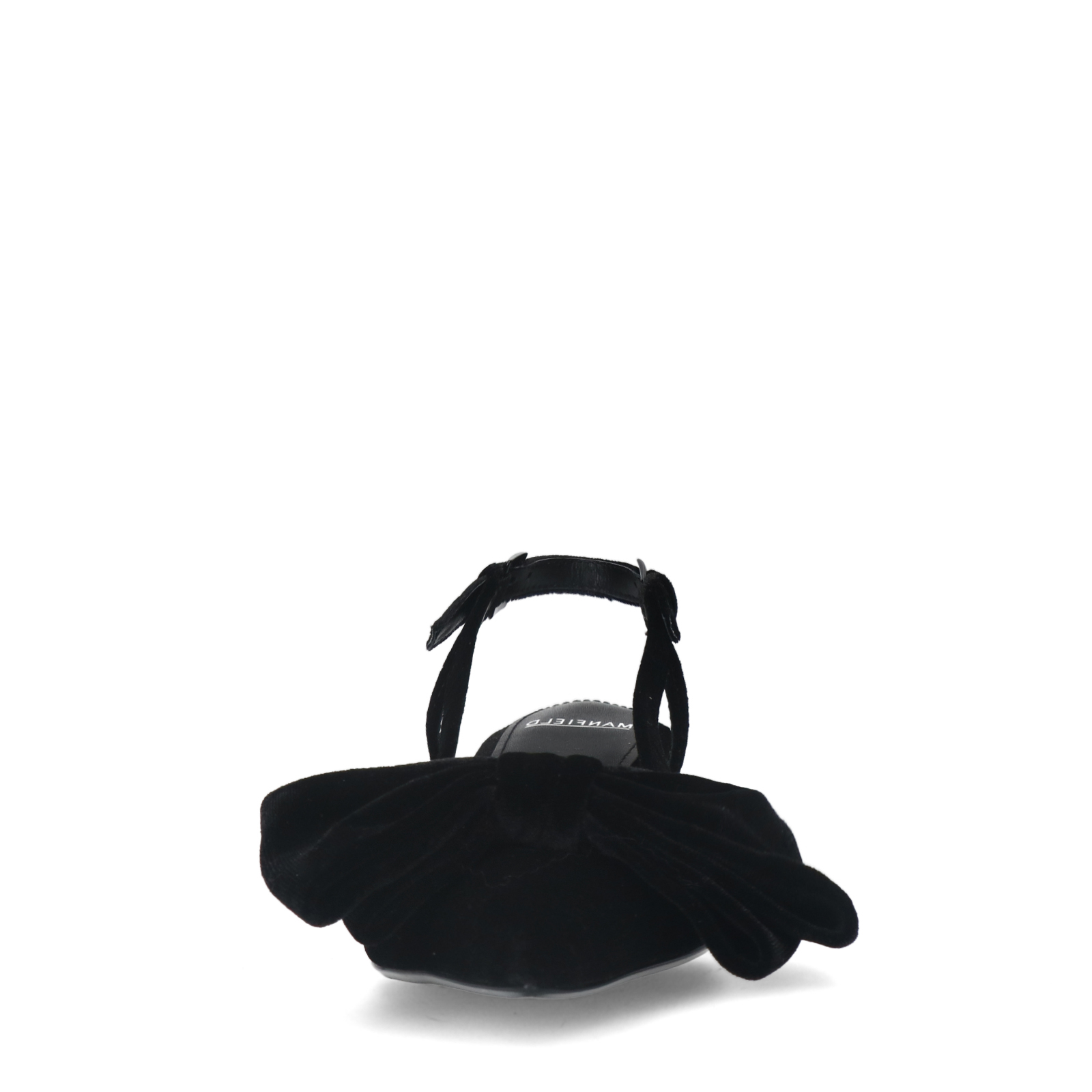 Zwarte velours slingbacks met strik