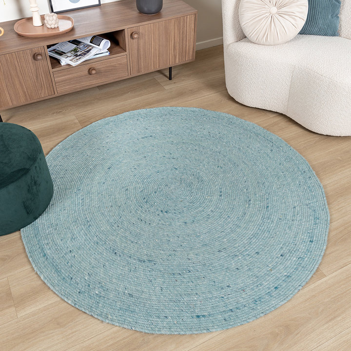Rond wollen vloerkleed - Wise Blauw