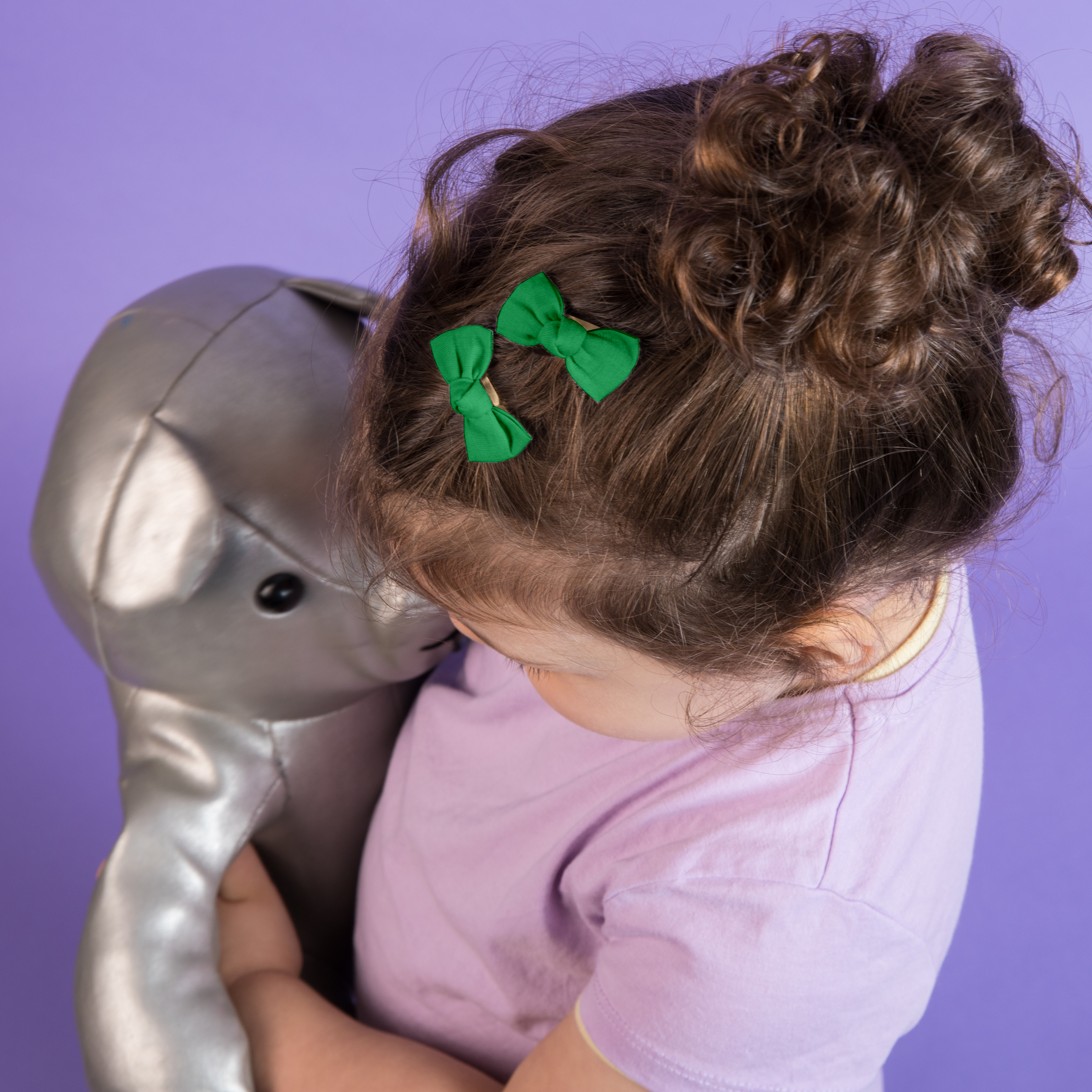 Barrettes Clic-Clac Petits Noeuds Vert Vif