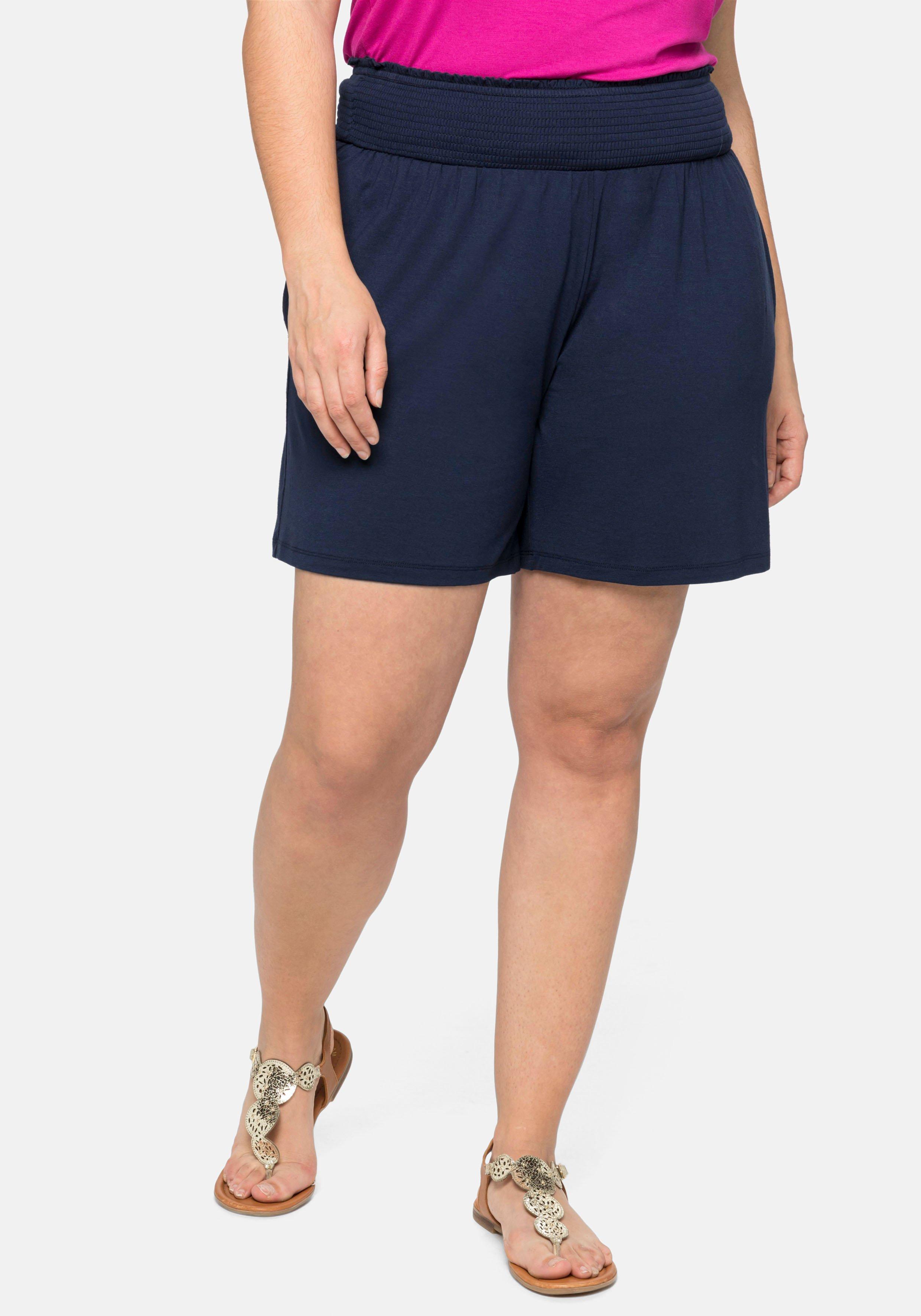 Jerseyshorts mit Smokbund und zwei Taschen
