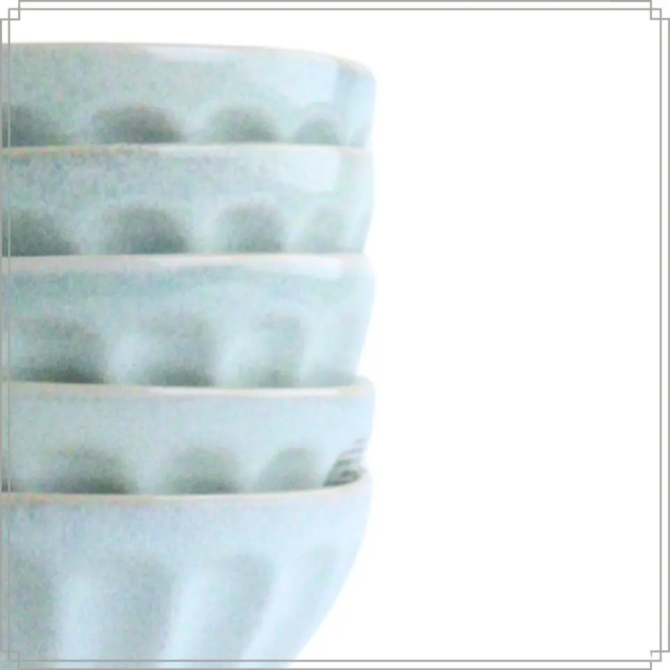 OTIX Soepkommen Zonder Oor Set van 6 Schaaltjes 560ml Licht Blauw Aardewerk ELM