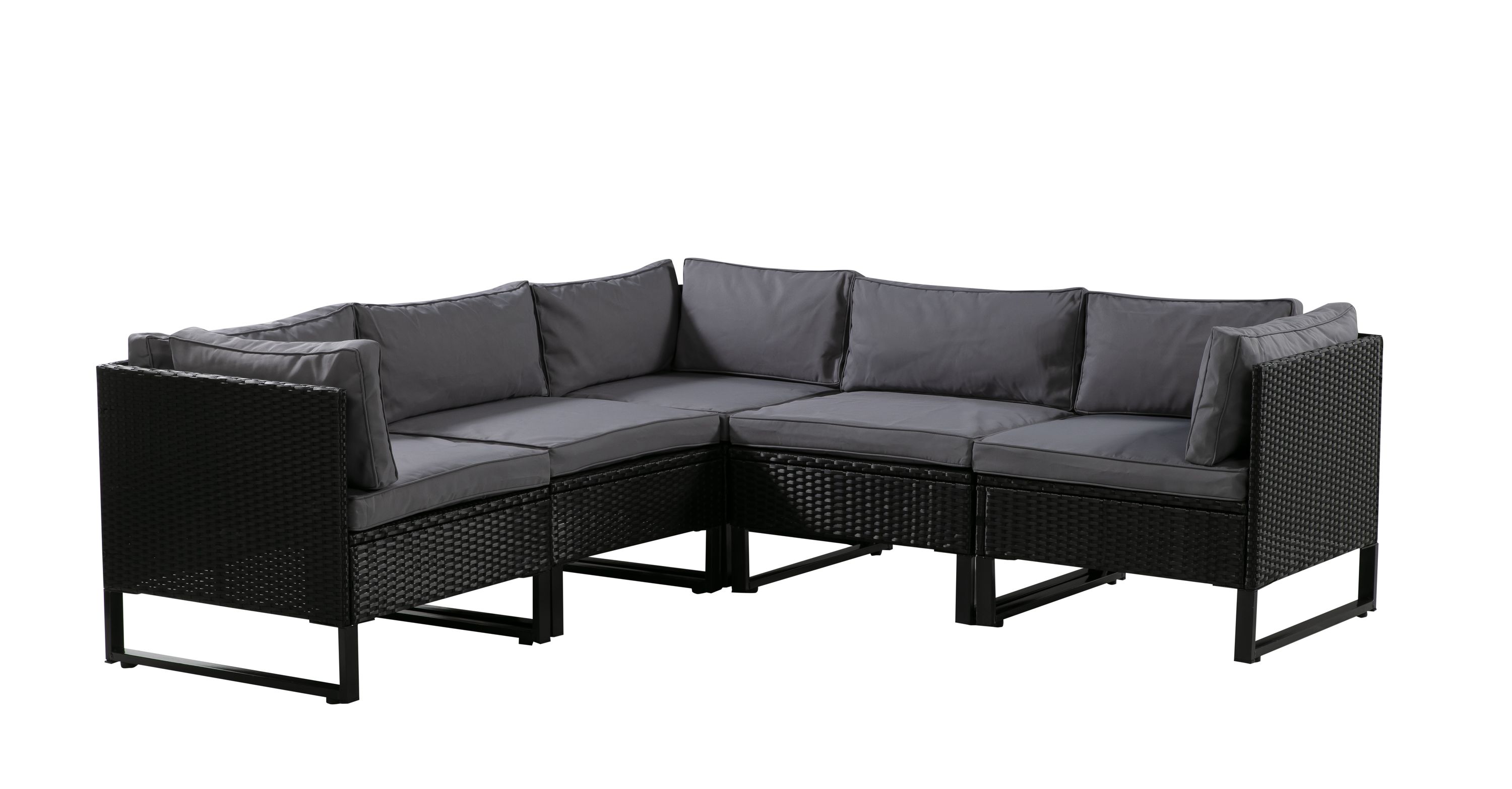 Rattanlounge CAPITOLA schwarz/anthrazit