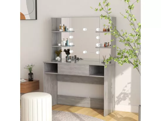 Table de maquillage éclairage LED 100x40x135 cm MDF Gris béton