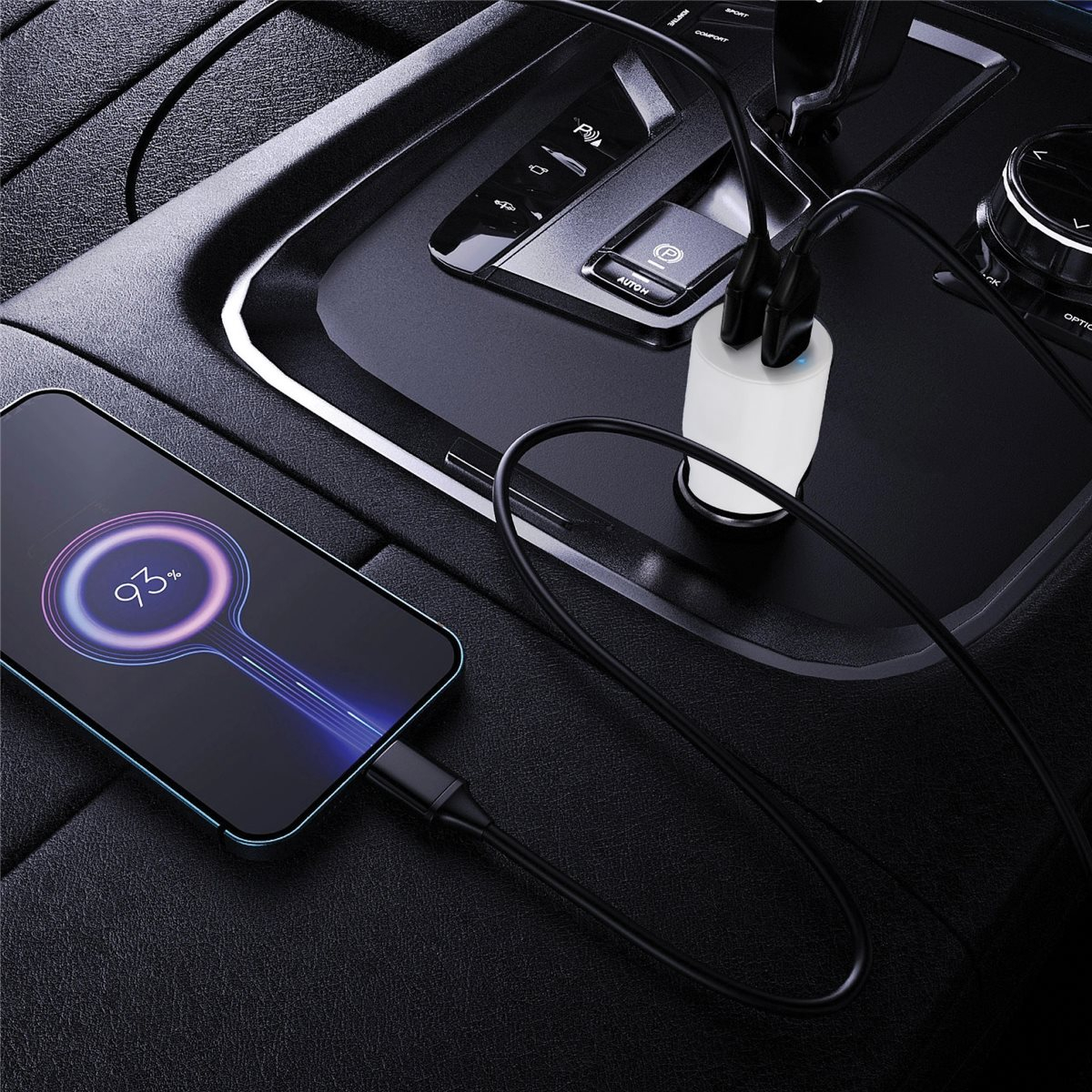 (20W) USB C / USB A Auto KFZ Ladegerät Car Charger Schnellladegerät für Zigarettenanzünder PD QC 3.0 (SKCHCA0120WPDCN) - Weiss