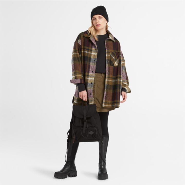 Casaco camisa de lã feminino na cor bordô.
