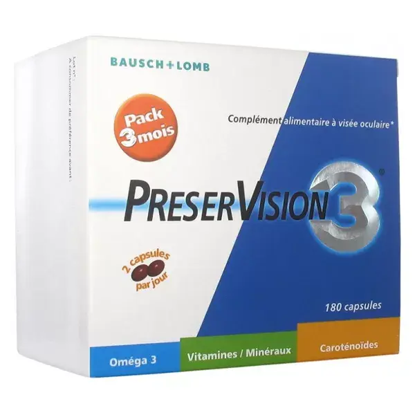 Bausch & Lomb Preservision 3 - 180 cápsulas - tratamento de 3 meses