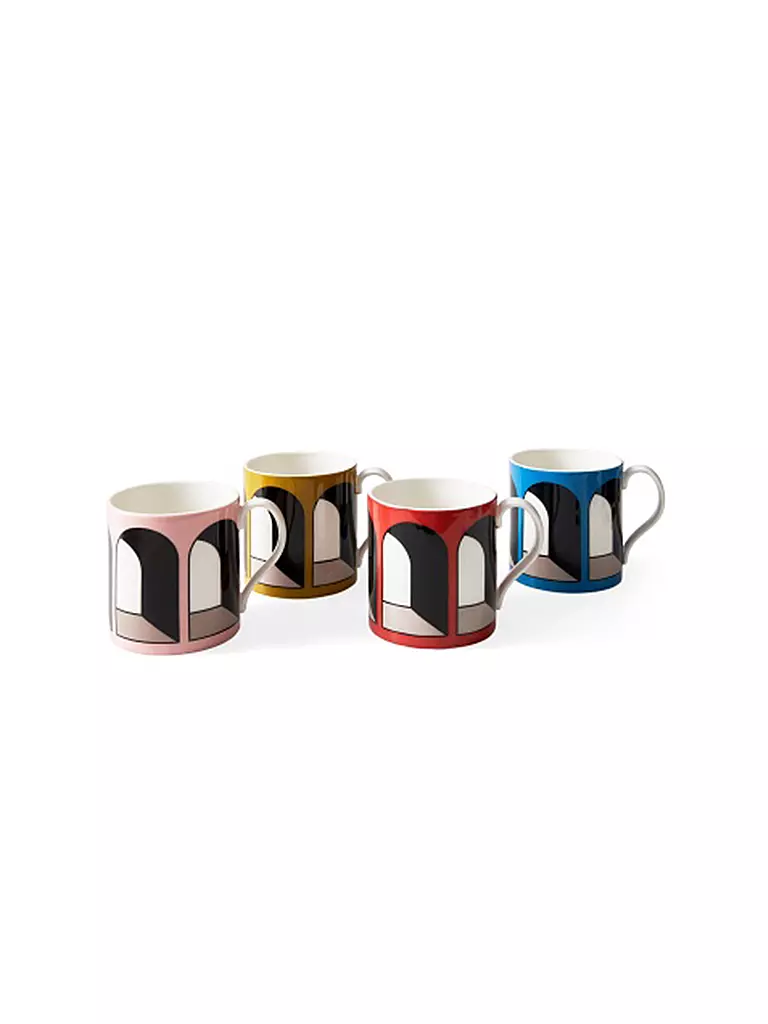 JONATHAN ADLER Henkelbecher 4-er Set ARCADE 350ml Multi bunt