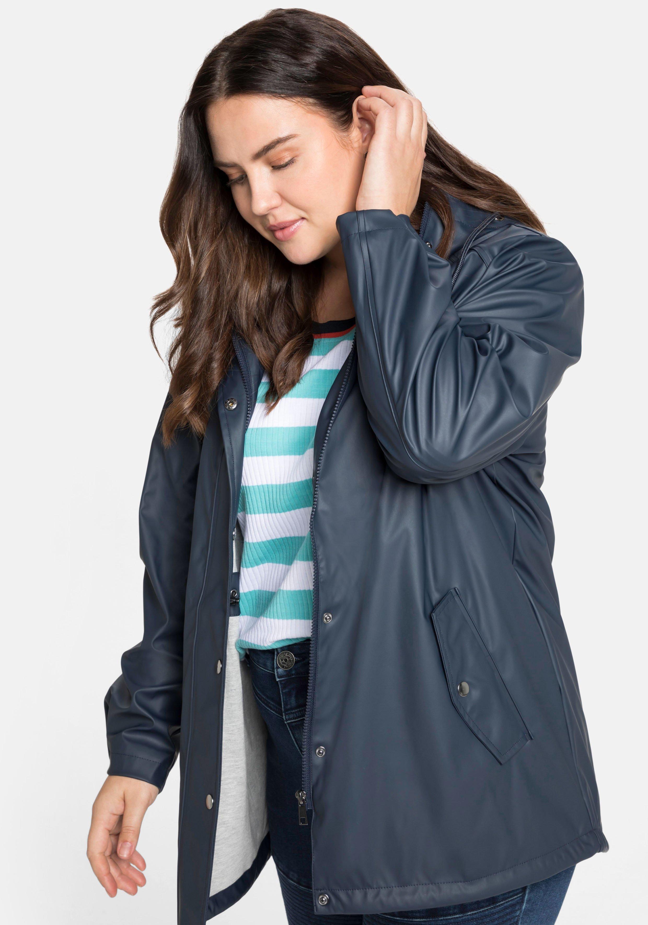Regenjacke mit Jerseyfutter, hinten länger als vorn