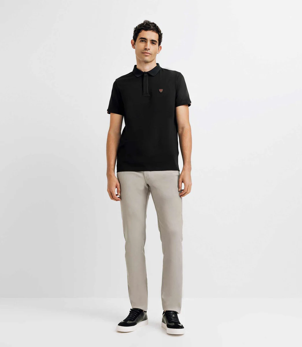 Polo uni noir manches courtes GREGORY