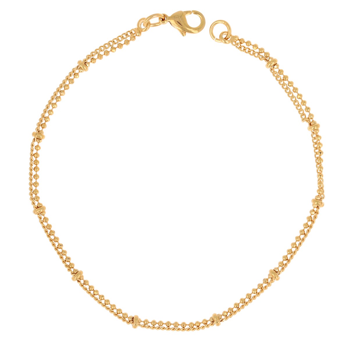 Bracelet plaqué or maille et boules 19cm