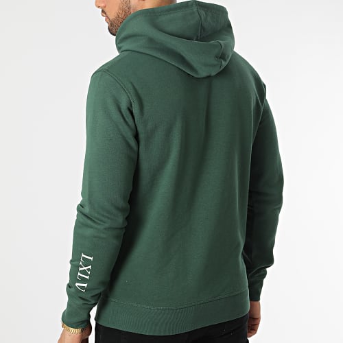 Sweat Capuche Roses Vert Blanc