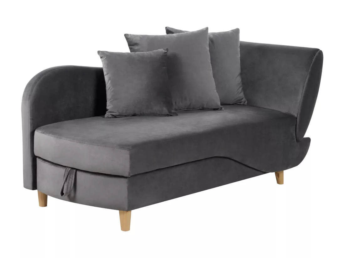 Chaise longue côté droit en velours gris foncé MERI II