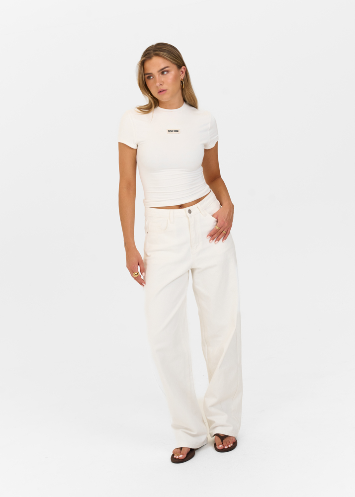 Friday Denim label t-shirt creme