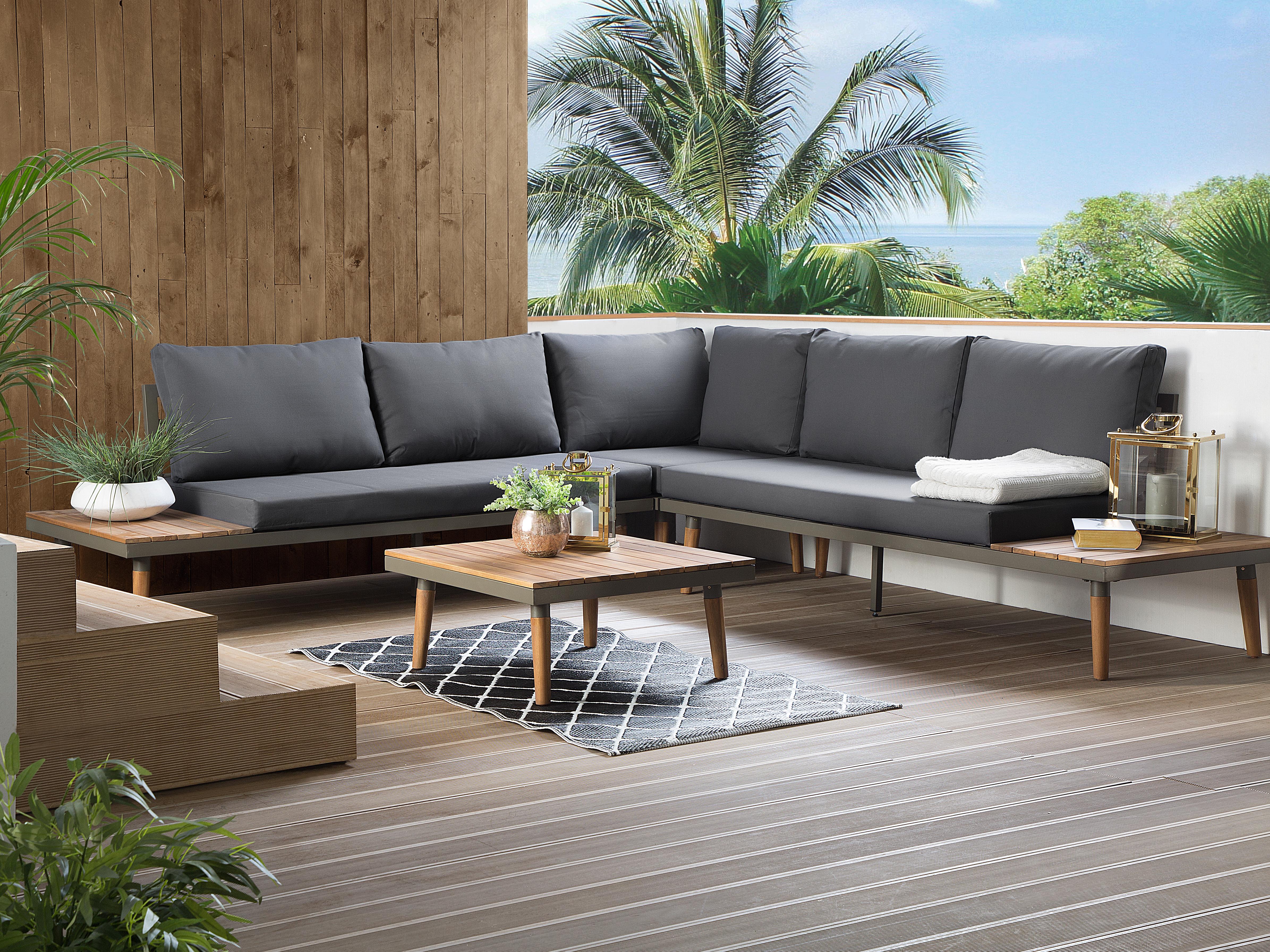 Tuin hoekloungeset met tafel 5-zits CORATO Acaciahout Grijs