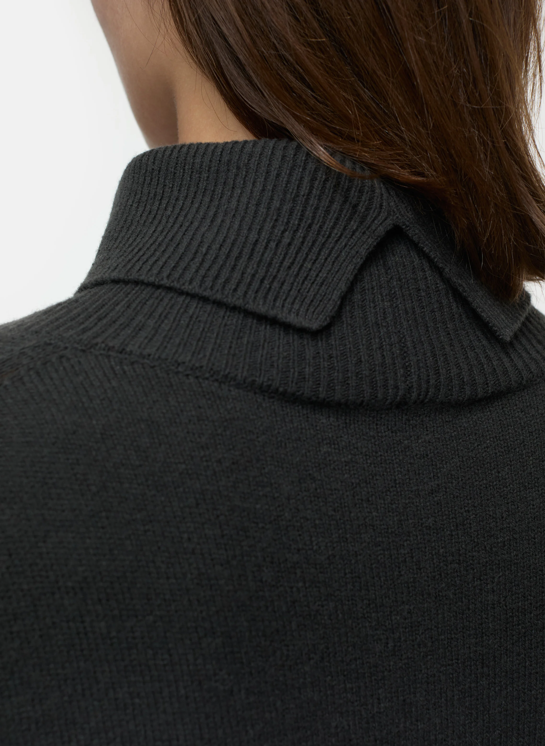 ROLLI - Robe longue à col roulé en laine | Marron