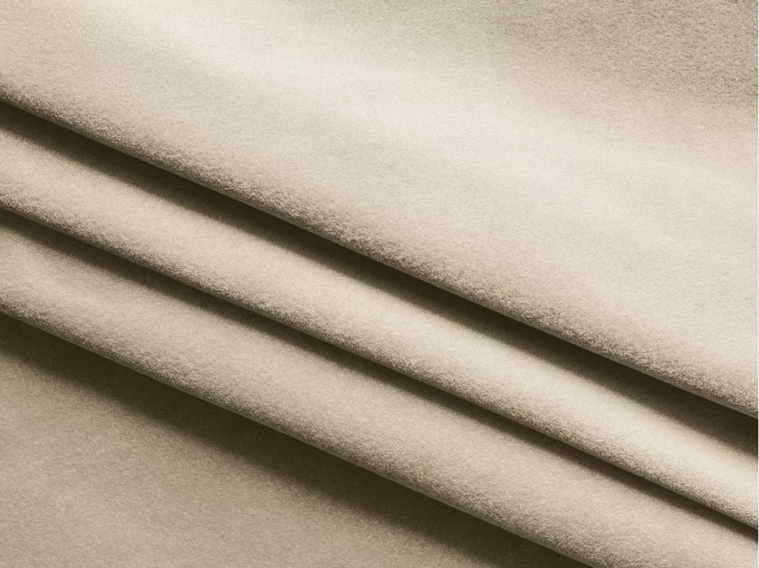 Canapé d'angle panoramique convertible en velours - beige clair - KAPUA