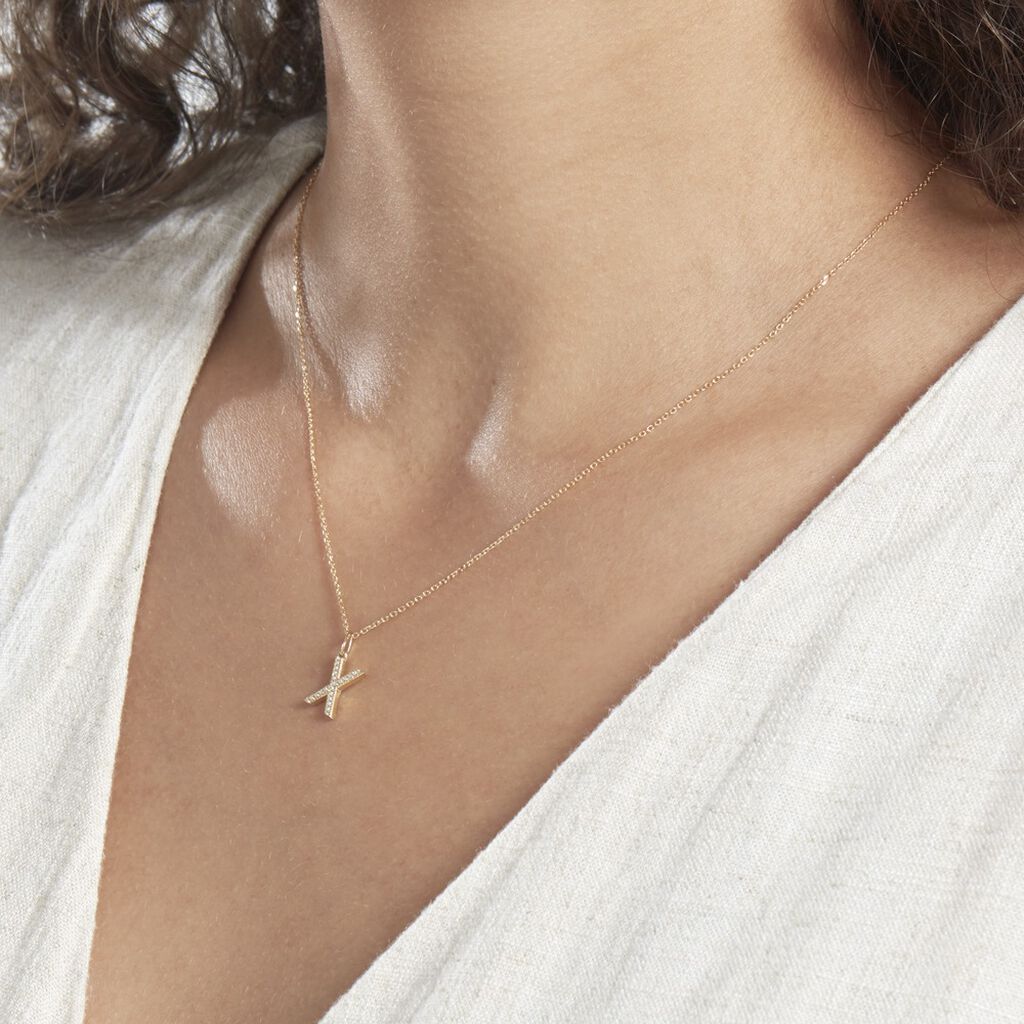 Pendentif Lettre X Or Jaune Oxyde