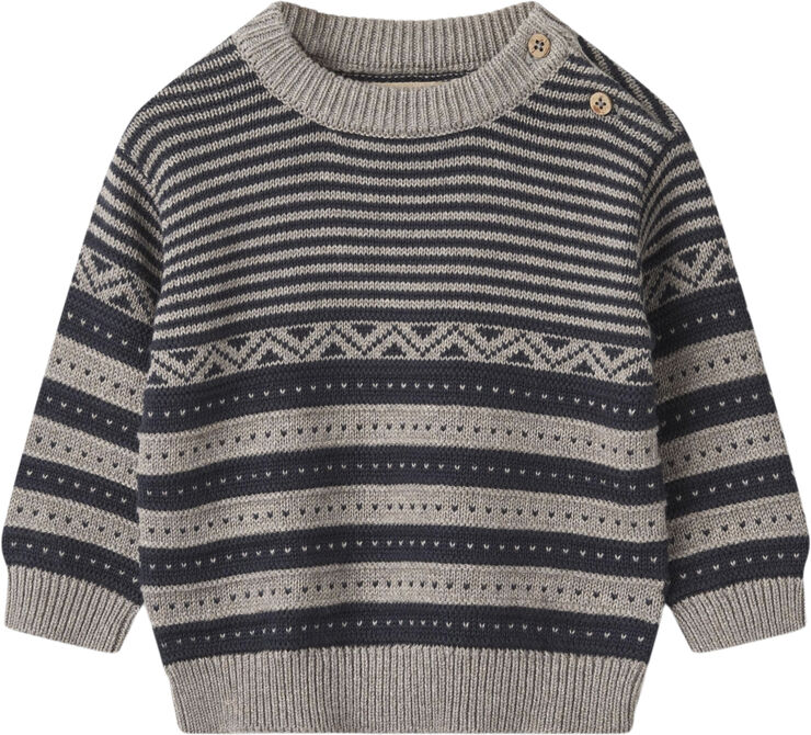 Wheat Strik Pullover Janus Blå