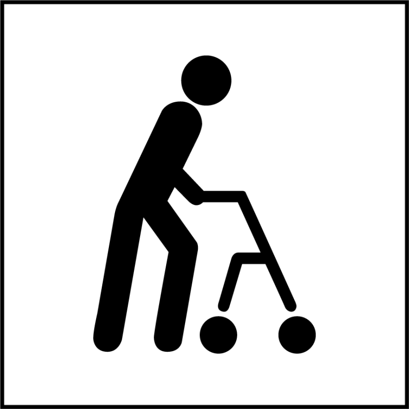 Panneau Accessibilité, capacité de déplacement à pied limitée - ISO 7001 en Gravoply