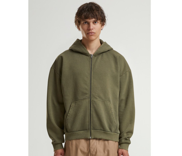 BUILD YOUR BRAND BY295 - Sweat capuche zippé lourd délavé