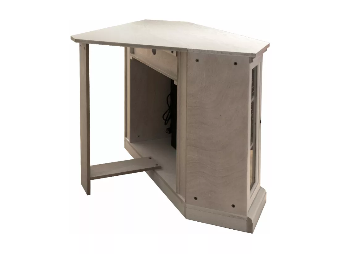 Cheminée électrique d'angle au sol en bois blanc L126 x P78 x H83