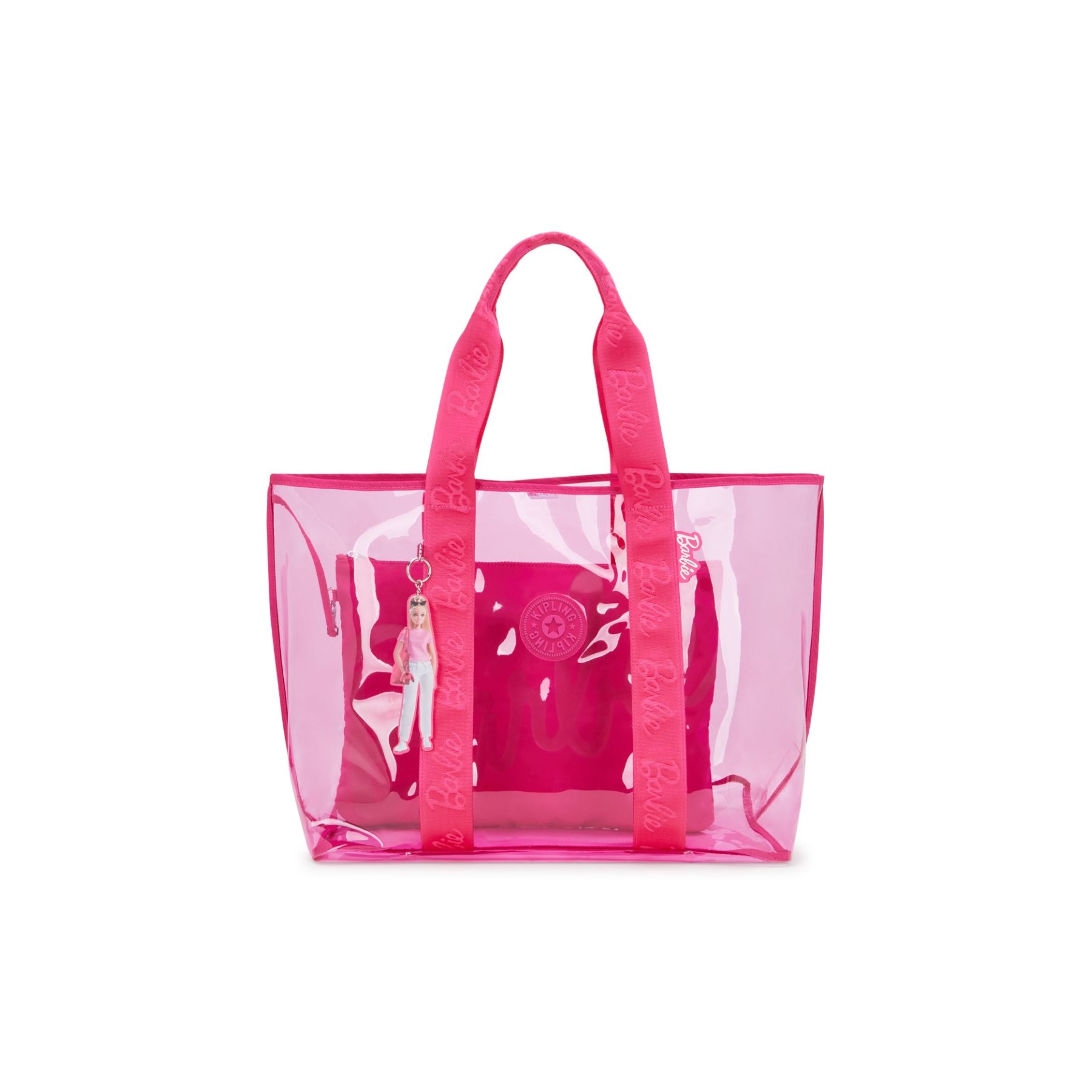 JACEY XL Grand sac fourre-tout transparent Barbie™ avec pochette intérieure zippée - Power Pink Transpant