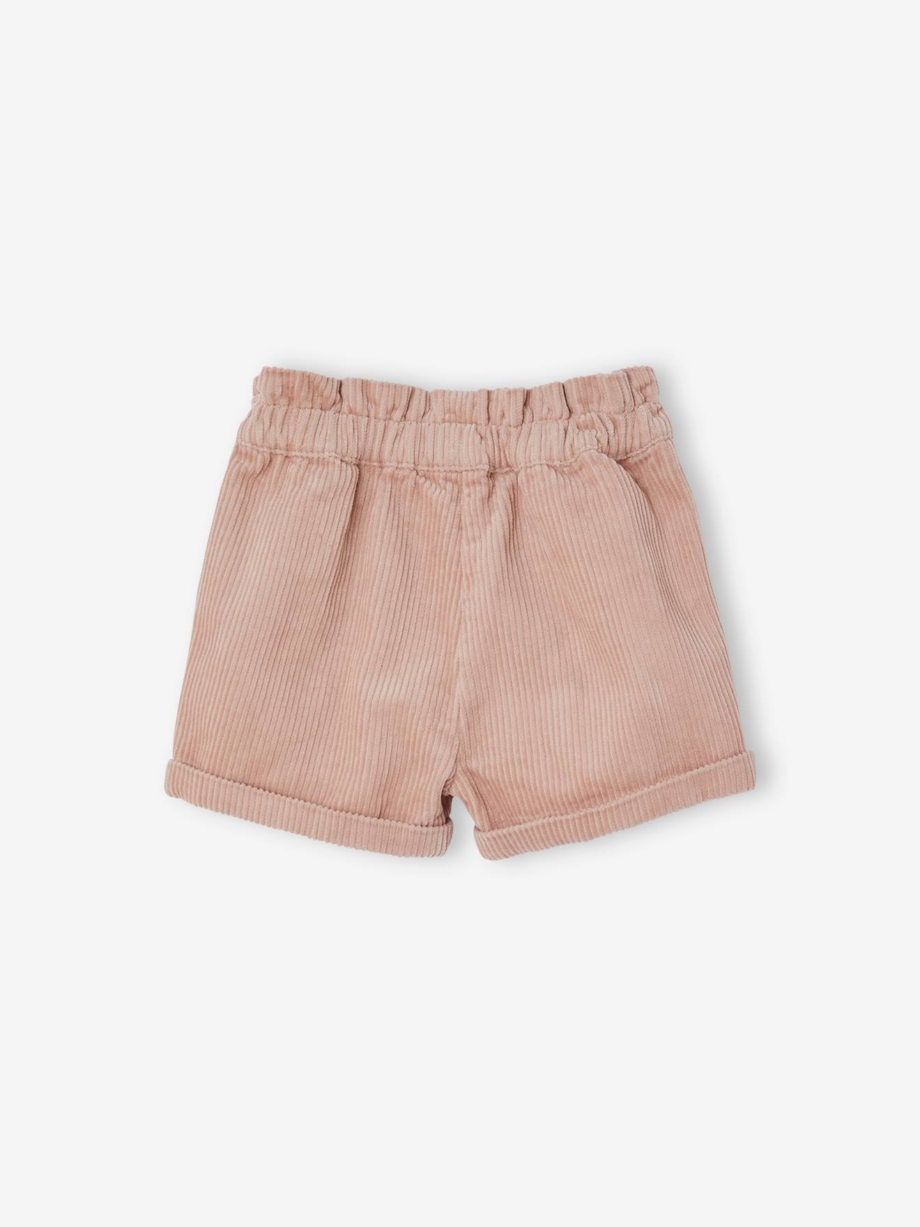 Calções de veludo cotelê rosa para bebé com maquilhagem