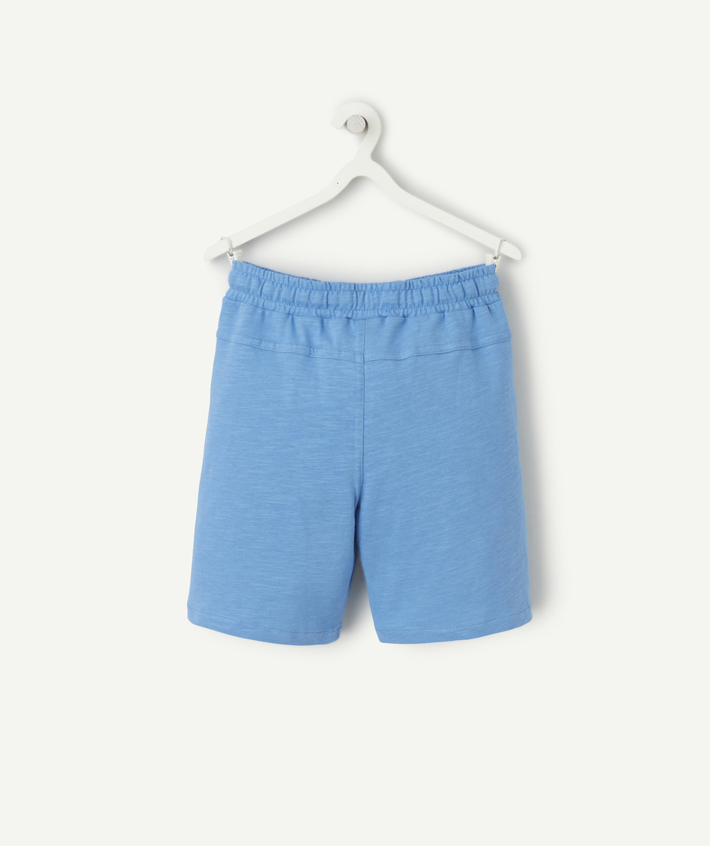 bermuda droit garçon en coton bio bleu